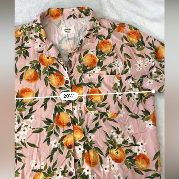 Marine Layer Peach Print Button Down Shirt Women’s M Pink Orange Floral - Picture 5 of 10